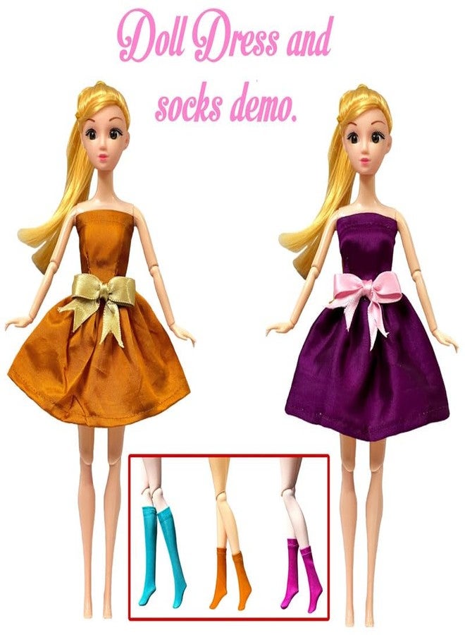 BABRO - Cute Face Doll Set for Girls, Full Foldable Doll with Bluish Green Frock, 4 Doll Dresses, 3 Pair Doll Socks and 1 Bag - Image 5